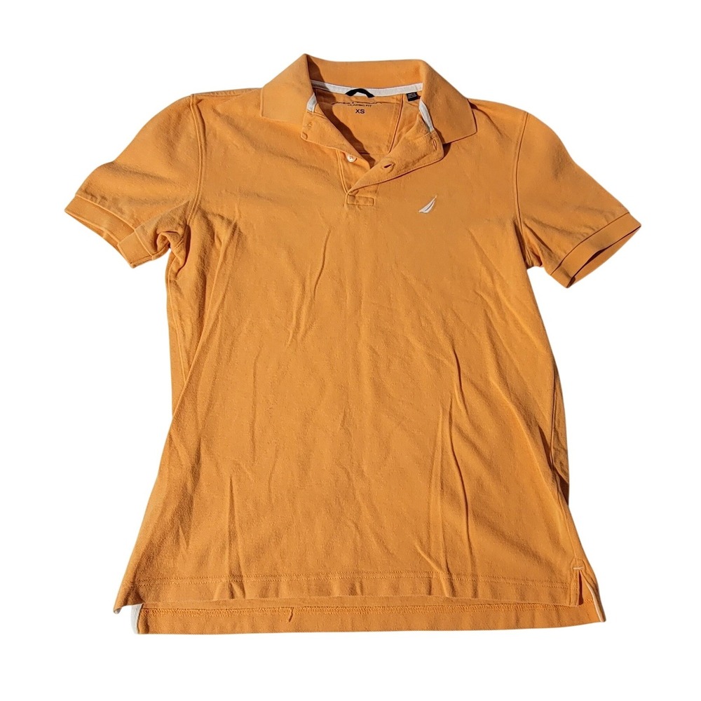 Nautica Mens XS Classic Fit Orange Cotton Pique Short Sleeve Polo Shirt